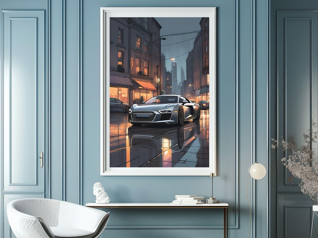 R8 Poster Modern Cityscape Car Art Street Style Classic Car Wall Art ...