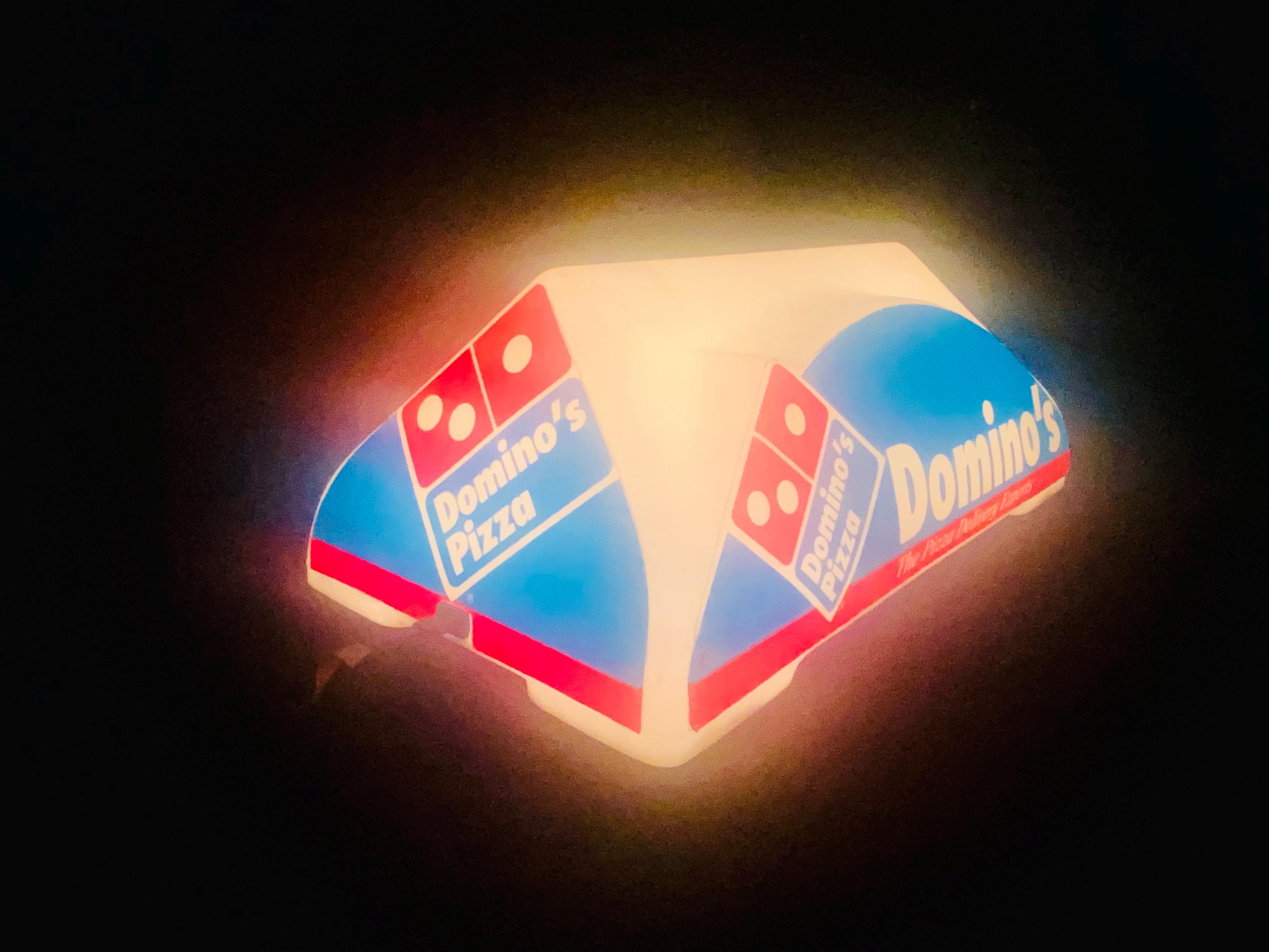 RARE Huge Vintage DOMINOS Pizza Car Topper Light up Lighted Light
