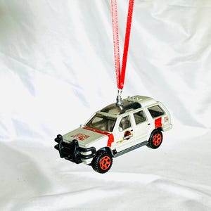 NEW modified JURASSIC PARK Ford Explorer Park Vehicle Christmas Tree Ornament Gift Mirror Hanger Present Movie Dinosaur Jeep  Dino raptor