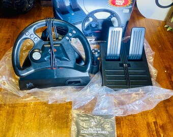 NEW Vintage 1997 Mad Catz NINTENDO 64 N64 Analog Racing Steering Wheel & Pedals a Video Game Accessory Original Box in Plastic