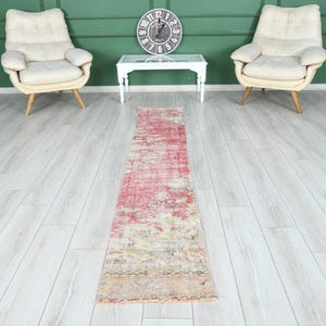 Vintage Runner Rug, Oushak Runner, Turkish Runner Rug, 2 x 9 Runner, Hand-Knotted Runner, 2x9 Rug, Kitchen Rug 2x9, Hallway Rug,Wool Rug,180