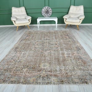 6x10 Rug,Oversize Vintage Oushak Rug,Wool Faded Rug,6x10 Turkish Large Vintage Rug,Handmade Muted Rug,Neutral Rug,Oushak Area Rug 6x10,1431