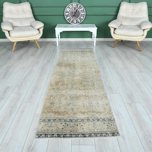 Vintage Runner Rug,Oushak Runner, Turkish Runner Rug, 2 x 9 Runner, Hand-Knotted Runner, 2x9 Rug, Kitchen Rug 2x9, Hallway Rug,Wool Rug,1220