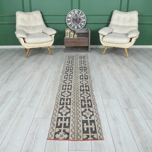 Vintage Runner Rug,Oushak Runner, Turkish Runner Rug, 2 x 9 Runner, Hand-Knotted Runner, 2x9 Rug, Kitchen Rug 2x9, Hallway Rug,Wool Rug,50