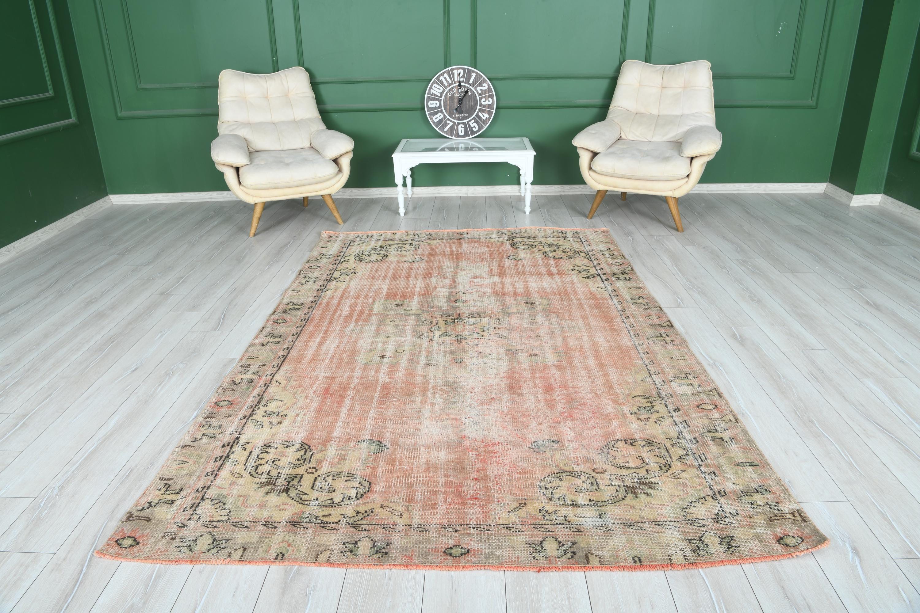 6x9 Rug, Muted Oushak Rug, Neutral Vintage Rug, 6x9 Turkish Rug