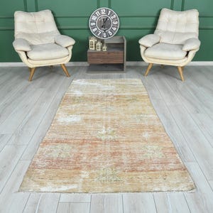 Vintage Rug,Oushak Rug 4x8,Antique Turkish Rug,4x8 Rug,Hand-Knotted Small Rug,4x8 Faded Rug,Kitchen Decor Rug 4x8,Muted Rug,Wool Rug,58