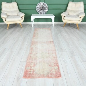 Vintage Runner Rug, Oushak Runner, Turkish Runner Rug, 2 x 9 Runner, Hand-Knotted Runner, 2x9 Rug, Kitchen Rug 2x9, Hallway Rug,Wool Rug,105