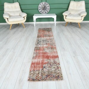 Vintage Runner Rug, Oushak Runner, Turkish Runner Rug, 2 x 9 Runner, Hand-Knotted Runner, 2x9 Rug, Kitchen Rug 2x9, Hallway Rug,Wool Rug,178
