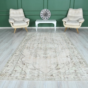 6x10 Rug,Oversize Vintage Oushak Rug,Wool Faded Rug,6x10 Turkish Large Vintage Rug,Handmade Muted Rug,Neutral Rug,Oushak Area Rug 6x10,656