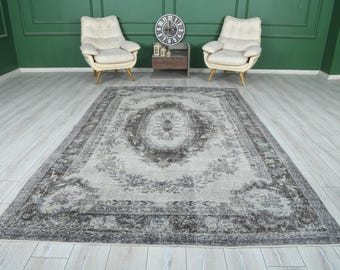 Muted Color Oushak Rug 6x10, Oversized Turkish Vintage Rug, Handwoven Area Carpet, Neutral Living Room Wool Rug,Farmhouse Decor,6x10 Rug,977