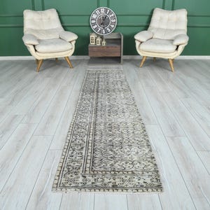 Handmade Turkish Rug,Oushak Rug Runner, Vintage Wool Rug, 2x9 Area Runner, Hand-Knotted Runner, Kitchen Rug 2x9, Hallway Rug,Antique Rug,109