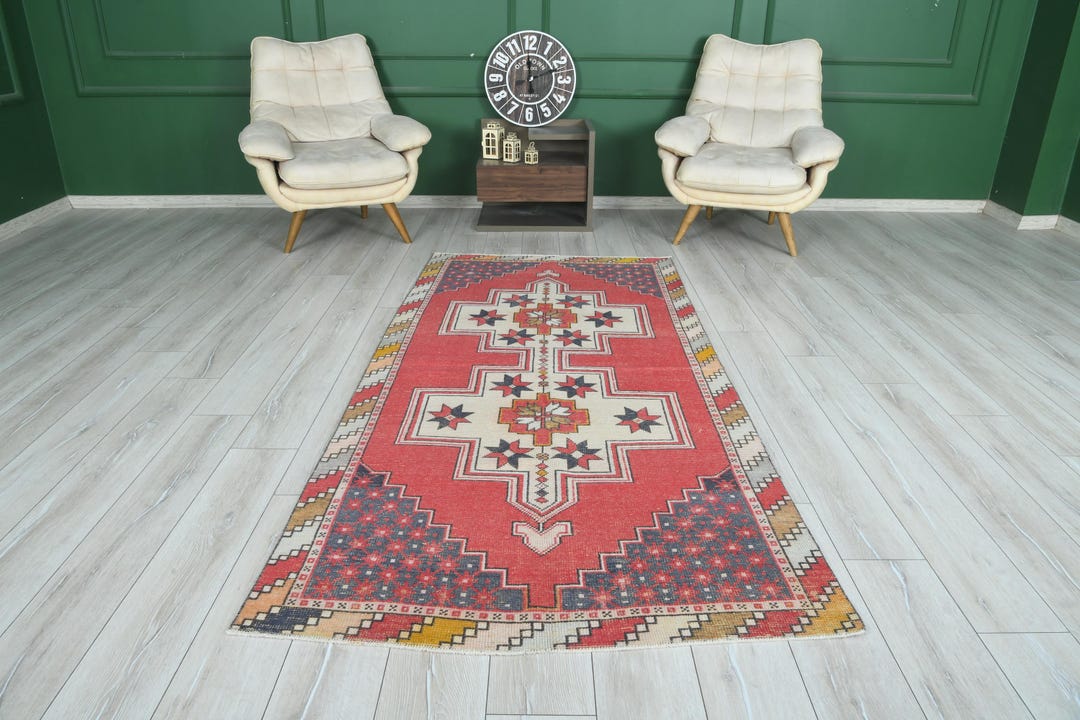 Turkish Rug, Oushak Rug 4x8, Anatolian Vintage Rug, 4x8 Rug, Handmade ...