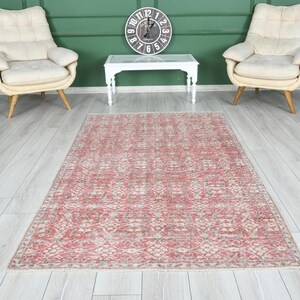 Vintage Rug,Oushak Rug 4x8,Antique Turkish Rug,4x8 Rug,Hand-Knotted Small Rug,4x8 Faded Rug,Kitchen Decor Rug 4x8,Muted Rug,Wool Rug,675