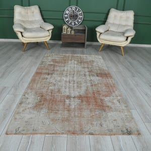 Turkish Rug, Oushak Rug 4x8, Anatolian Vintage Rug, 4x8 Rug, Handmade Area Rug, 4x8 Faded Rug,Kitchen Decor Rug 4x8,Antique Rug,Wool Rug,118