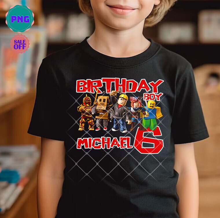 Custom Name Age Birthday Girl/Boy Png, Roblox Kids Birthday