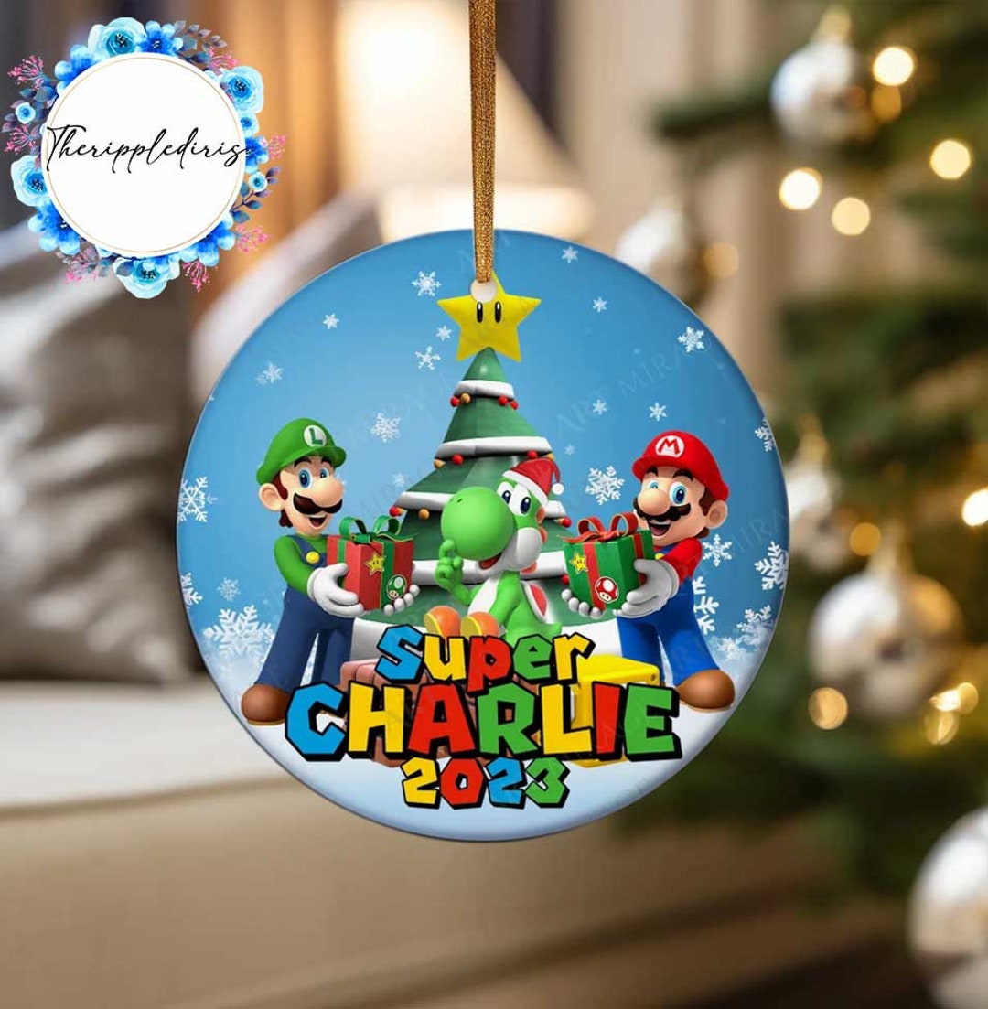 Personalized Super Mario Ornament, Mario Kids Christmas Gift, Super