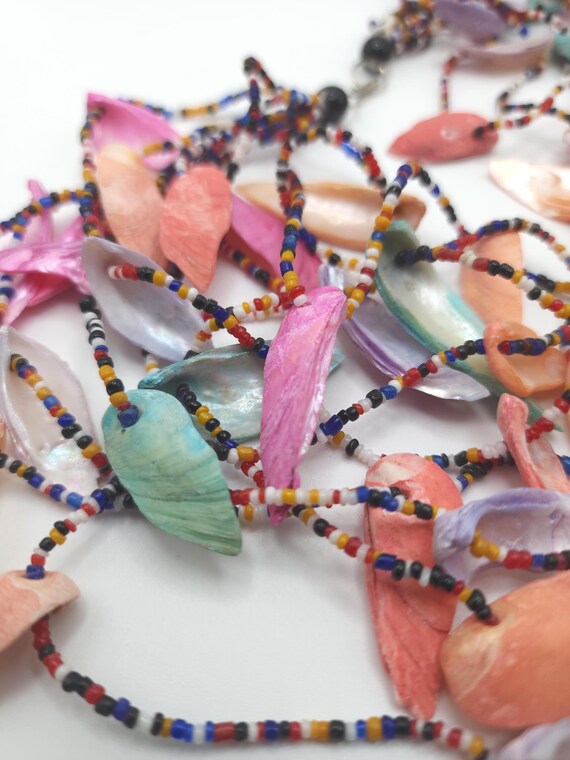Multicolor Shell Layered Statement Necklace – Boh… - image 3