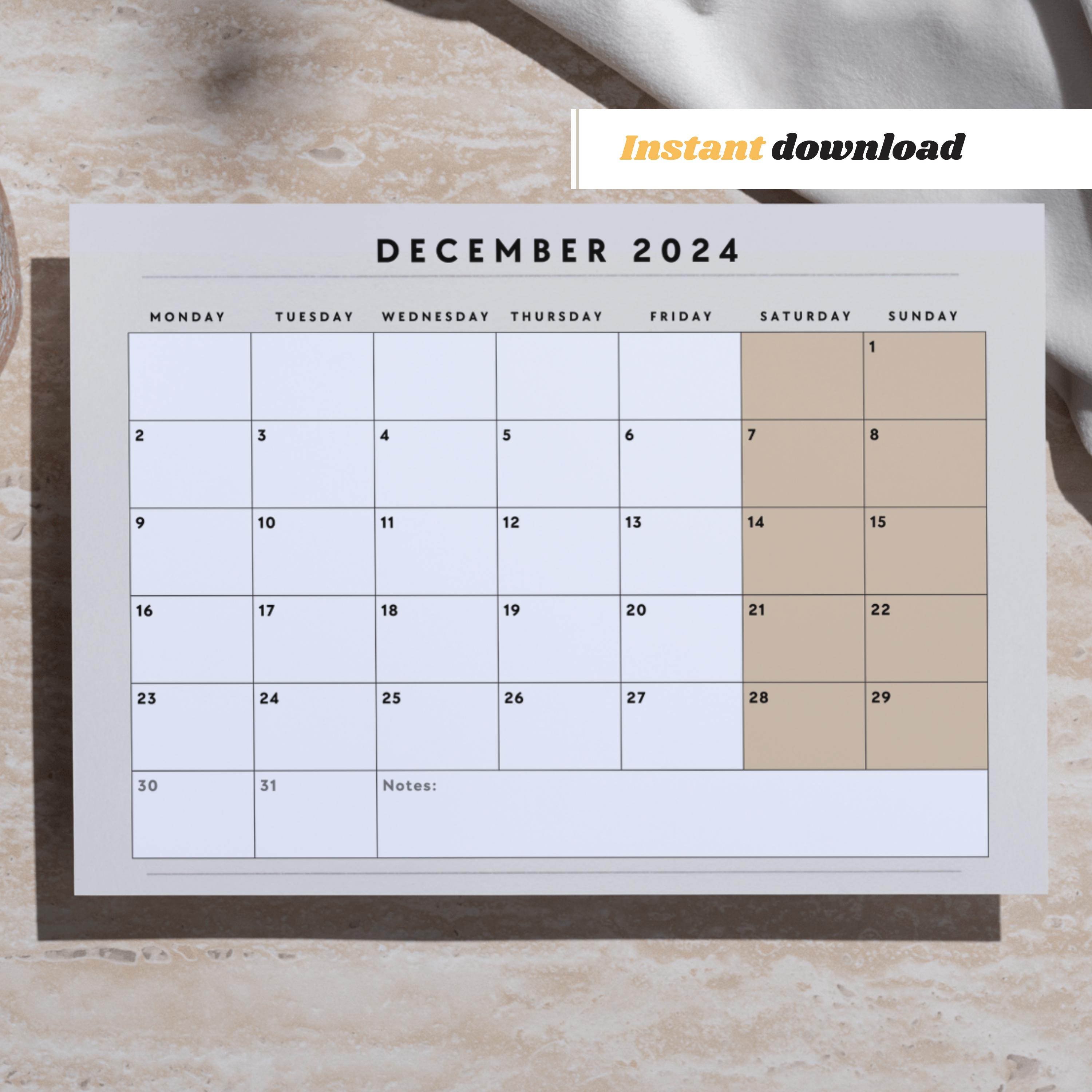 Editable December Calendar Template Fully Editable for Free in Canva