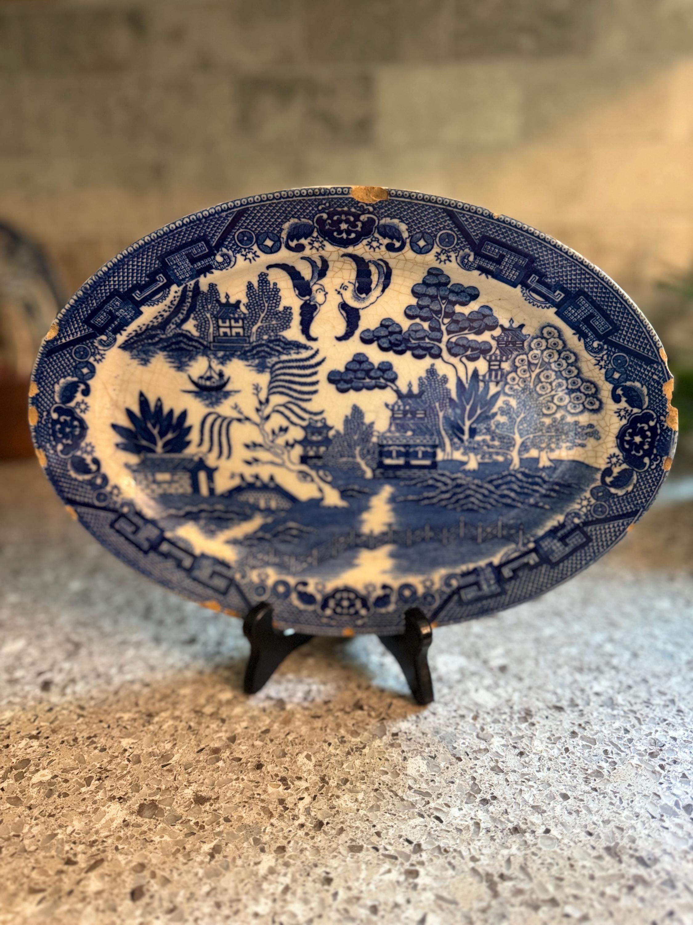 Blue Vintage Transferware Platter - Etsy