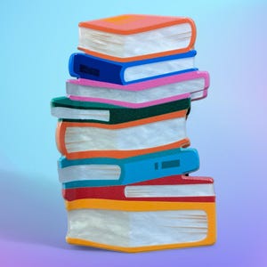 Hair Claw - Stack of Books Library Gift for Reader, Teacher, Librarian Fun Conversation Piece Acrylic Hair Clip.