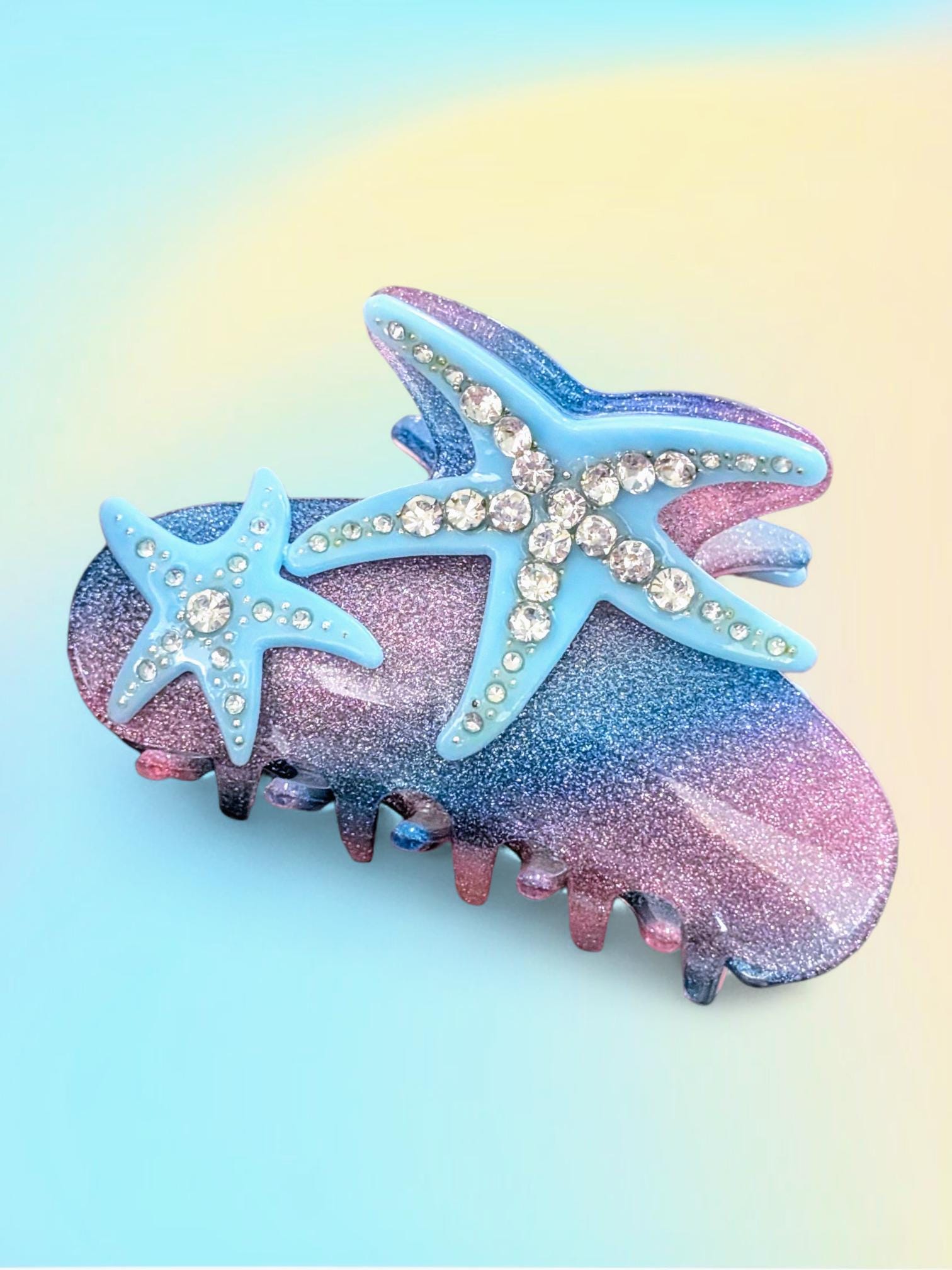 Mermaid Starfish Hair Claw – Glitter Acrylic Rhinestone Clip 