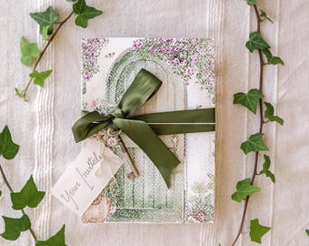 Invitación imprimible de Jardín Secreto, invitación editable de cumpleaños de cuento de hadas encantado, despedida de soltera, fiesta de té, invitación para fiesta de quinceañera