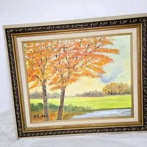 Vintage Autumn Landscape Oil Painting- Original- Framed & Signed