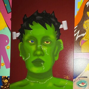 Frankenstein Art Print, Monster Art, Creature, Halloween, Horror, Wall Art, Gift Ideas