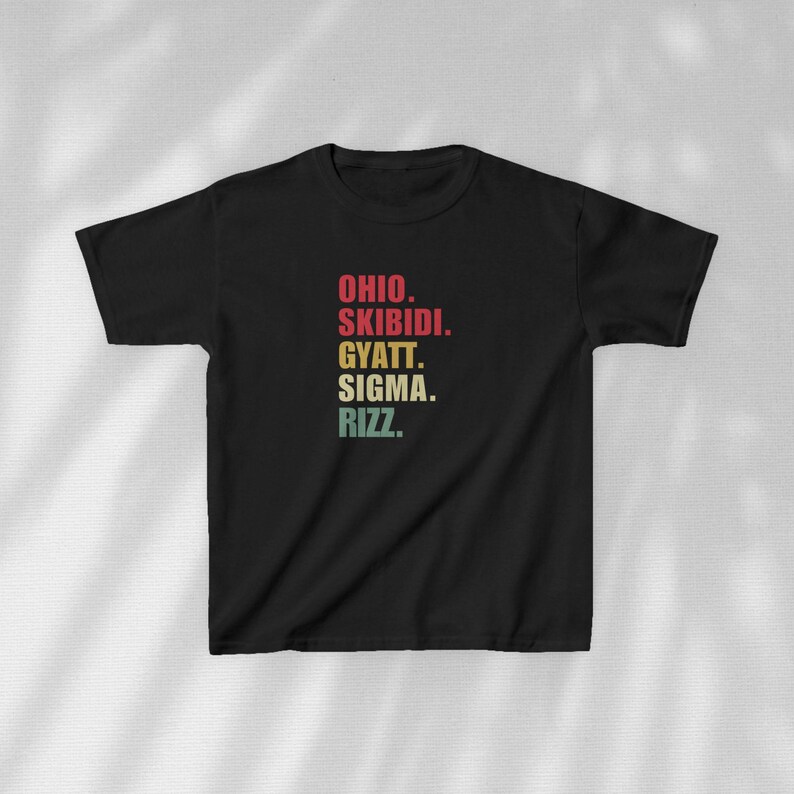 Skibidi Meme Kids Shirt - Funny Meme Colorful Text Tee, Trendy Internet ...