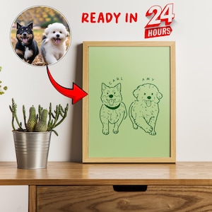 Custom dog drawing personalized pet portrait cartoon dog art unique pet wall art hand drawn dog painting pet lover gift custom pet sketch