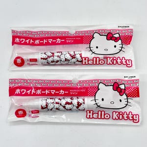 Stylos marqueurs Sanrio Hello Kitty Twin double pointe 1 mm et 5 mm de couleur rouge platine - Lot de 2