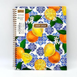 Clementine 2025-2026 Planner settimanale mensile di grandi dimensioni, 12 mesi, 10,5" x 8,5", copertina rigida (fantasie/limone)