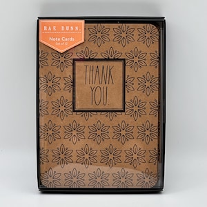 Rae Dunn THANK YOU Notitiekaartenset kraftpapier bruin - set van 12 notitiekaarten