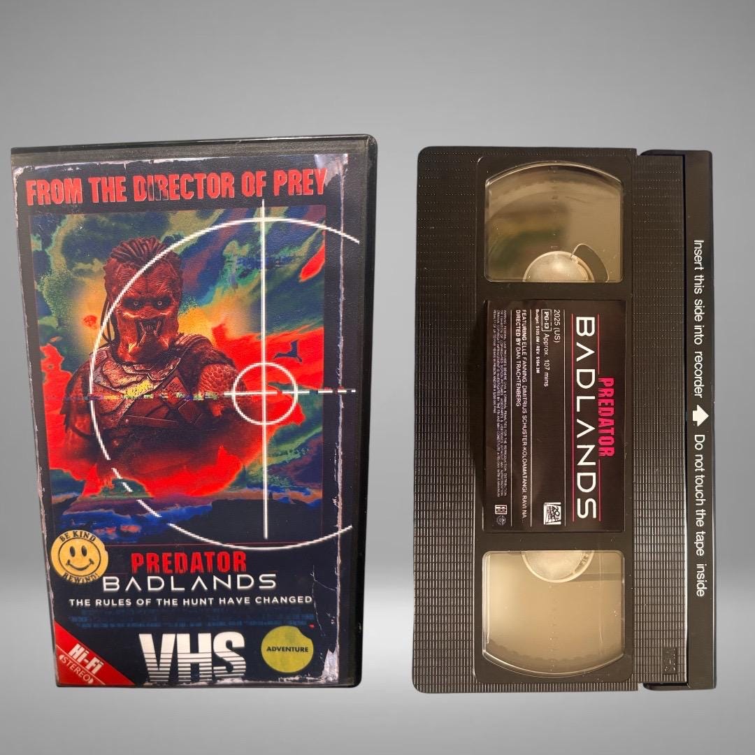 Predator Badlands VHS Custom Artwork Movie. Arnold Schwarzenegger