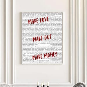 Make Love, Make Out, Make Money, Digital Download, Wall Decor, Art Print, Trendy Apartment Decor, Red Wall Art, Printable, Trendy