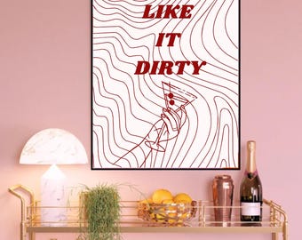 Trendy Martini wall art print | Bar Cart Decor Cocktail Poster| Retro minimalist funky print