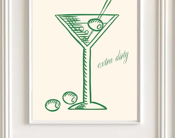 Extra Dirty Martini-tryck: Vintage barvagnsdekor (digital nedladdning)