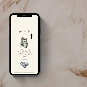 Christian Phone Wallpaper | Who Am I | Da Vinci Art | iPhone 16-13, Galaxy S24-S23, Pixel | Matthew 7:7 | Digital Download