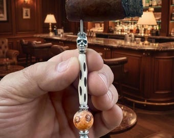 Cigar Nubber Holder Spotted Bone Space Agate The Pirate Cigar Pick a unique gift for him or any cigar enthusiast
