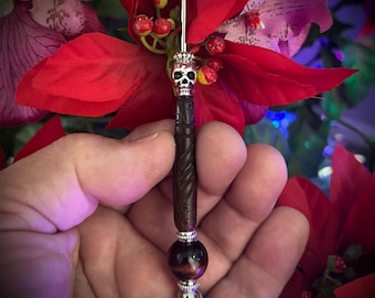 Cigar Nubber Tiger Eye The Pirate Skull Carved Bone Cigar Pick Unique Gift For Him or Her