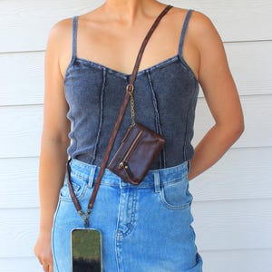 Vegan Leather Adjustable Phone Strap with Genuine or PU Leather Wallet, Vintage Crossbody Lanyard