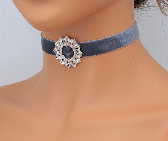 Samt Choker Halsband: Silber Wei Zirkon Viktorian Band Choker - Etsy  sterreich