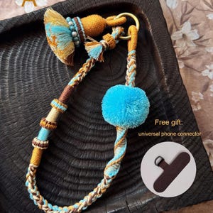 Amuleto para bolso de mano para teléfono, macramé de algodón, estilo bohemio étnico, para cámara Kindle, hecho a mano