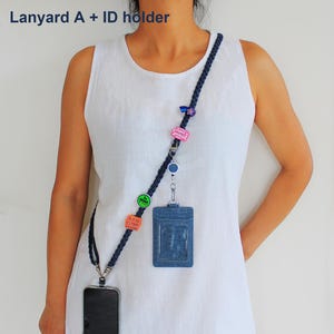 Cordón ajustable para teléfono de mezclilla, porta identificación, correa cruzada, dijes de letras personalizados para maestros, carrete retráctil