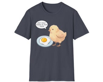 Watercolor Chick Fried Egg Illustration T-Shirt | Funny Cartoon Animal Tee