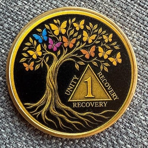 Customizable Year Sobriety Coin - AA Medallion - Recovery Token - Sobriety Gift for Men Women - AA Chip Recovery Celebration - Sober Birth