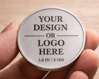 Logo ou design personnalisé | Cadeau personnalisé pour pièce de monnaie en métal | Cadeau d'anniversaire pour couple | Pièce personnalisée pour entreprise ou événement | Pièce commémorative