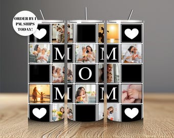 Custom 40oz Tumbler with Photo, Photo Collage Tumbler, Personalized Tumbler with Pictures, 40oz Photo Tumbler with Handle,Mothers Day Gift