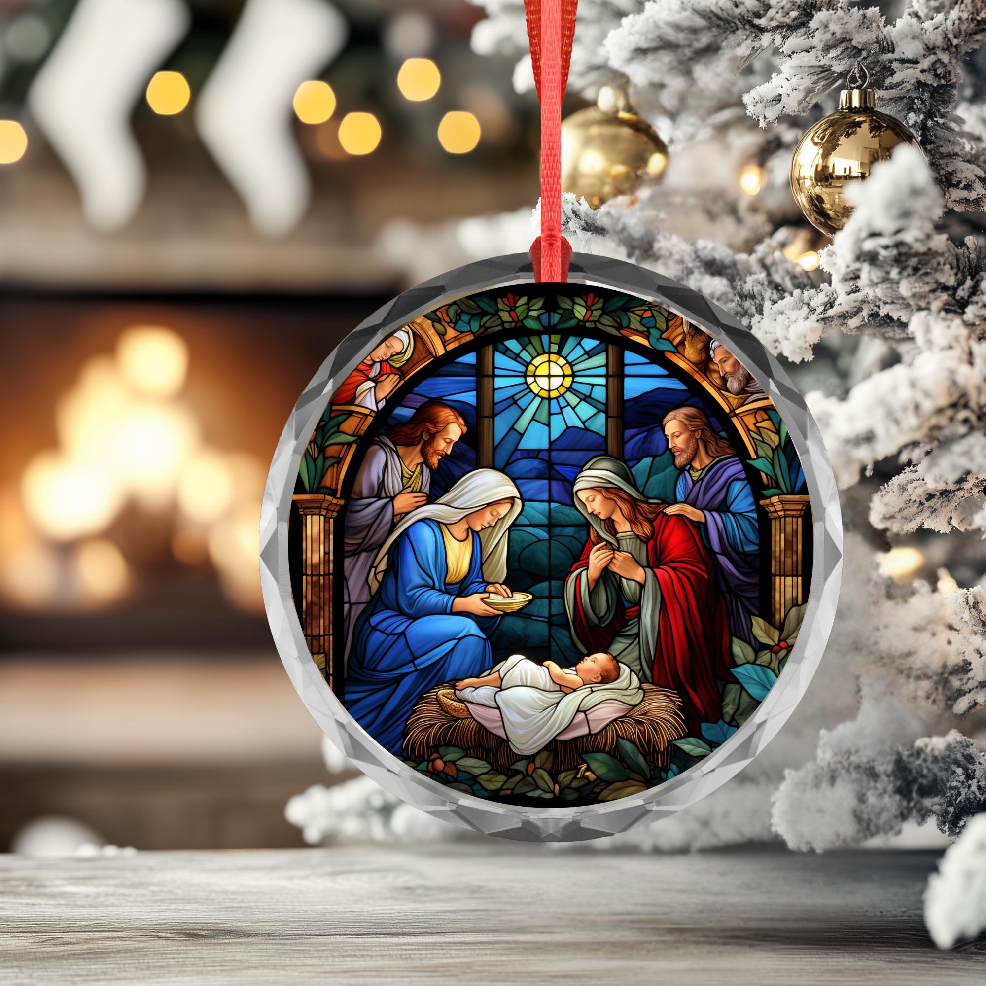 Stained Glass Holy Family Nativity Ornament | Christian Christmas Decor ...
