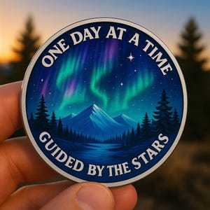 Moeda de Sobriedade Personalizada: Guiado pelas Estrelas AA NA Recuperação Presente